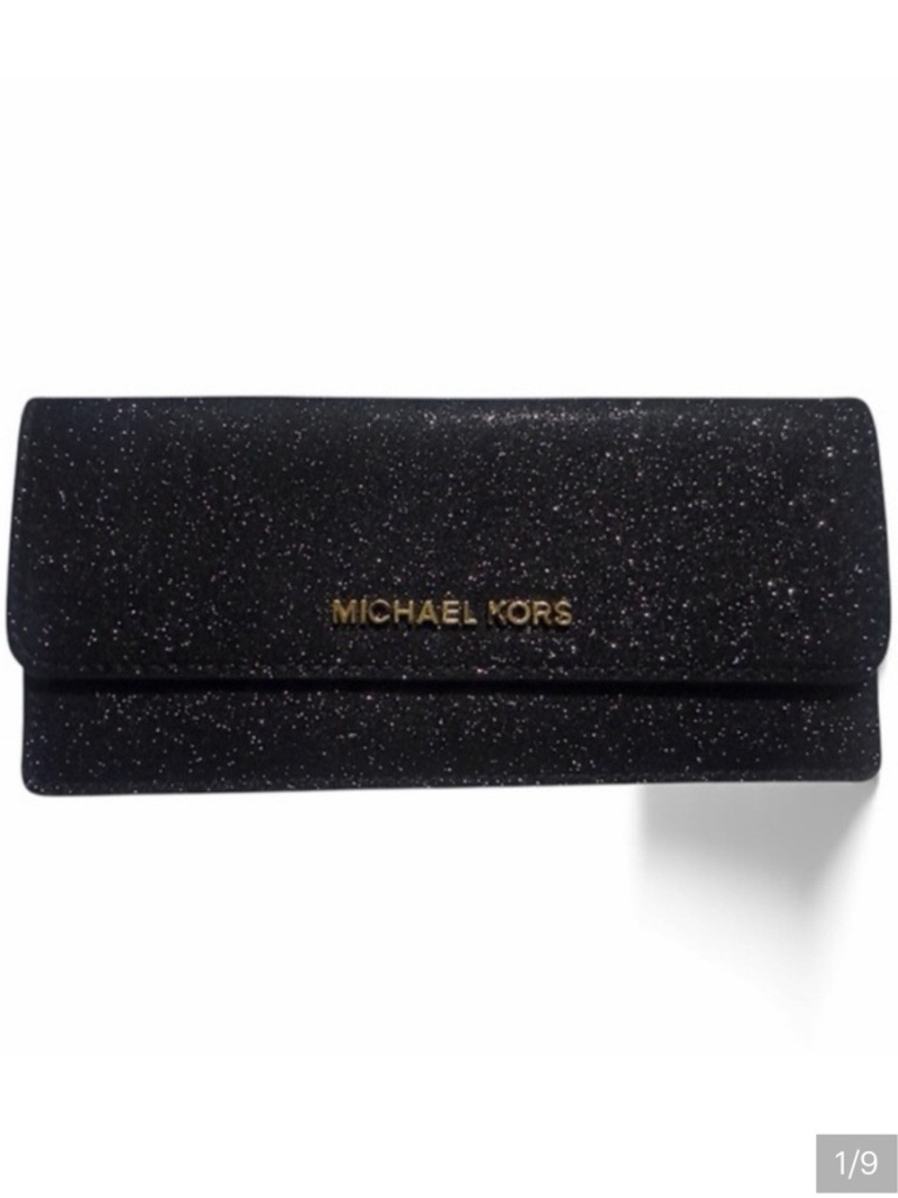 Michael Kors Black Glitter full size long clutch wallet  EUC